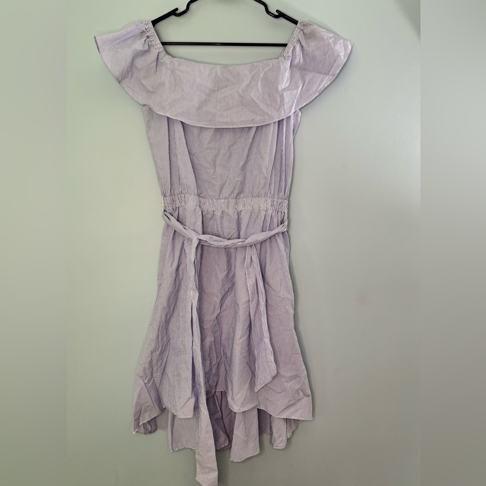 Saks Fifth Avenue Dress Off Shoulder High Low Size Large Summer Flowy Stripes